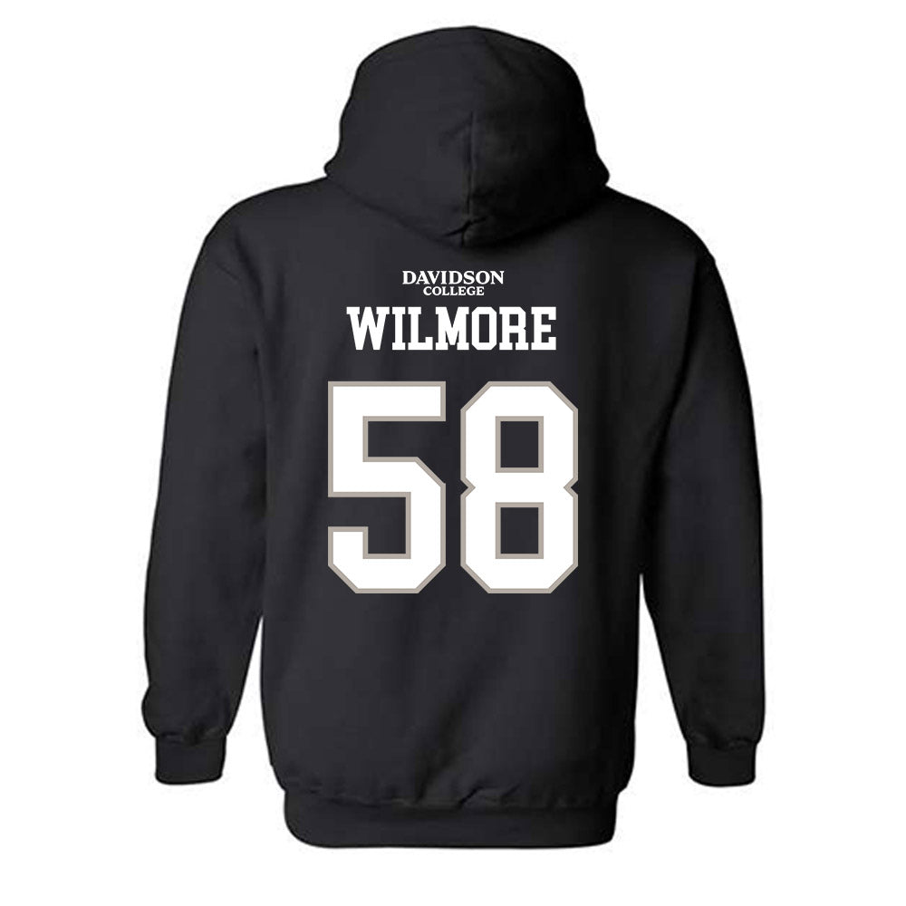 Davidson - NCAA Football : Lincoln Wilmore - Black Replica Shersey Hooded Sweatshirt-1