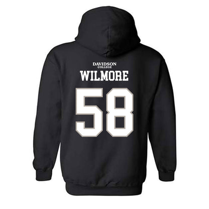 Davidson - NCAA Football : Lincoln Wilmore - Black Replica Shersey Hooded Sweatshirt-1