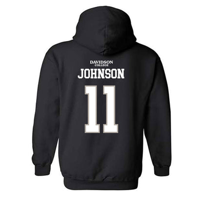 Davidson - NCAA Football : Tre Johnson - Black Replica Shersey Hooded Sweatshirt-1