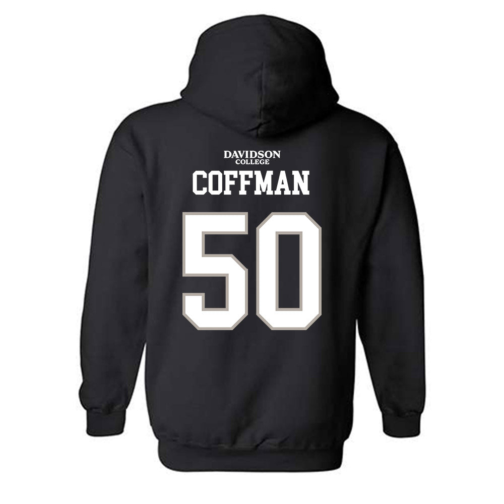 Davidson - NCAA Football : Carson Coffman - Black Replica Shersey Hooded Sweatshirt-1