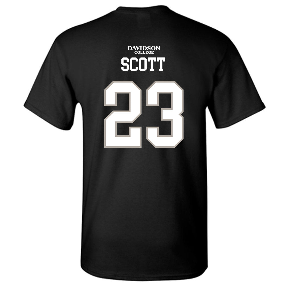 Davidson - NCAA Football : Nakoma Scott - Black Replica Shersey T-Shirt-1