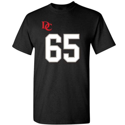Davidson - NCAA Football : Russell Hutchens - Black Replica Shersey T-Shirt-0