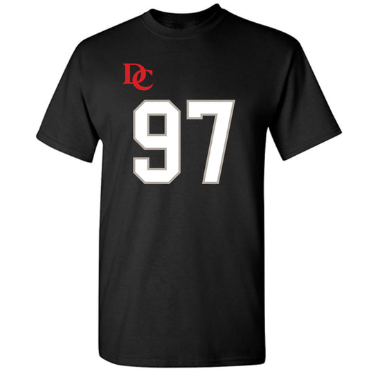 Davidson - NCAA Football : Liam McMann - Black Replica Shersey T-Shirt-0