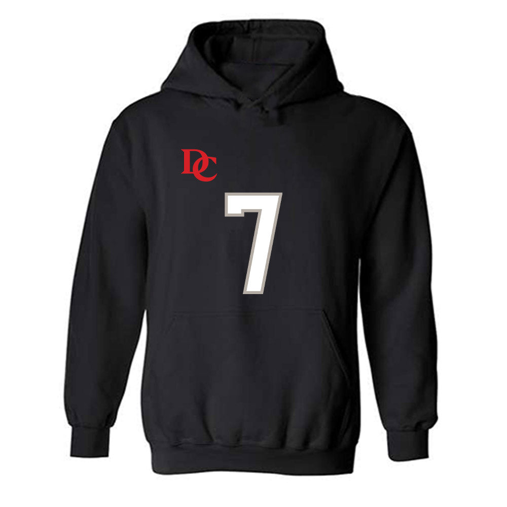 Davidson - NCAA Football : Jim Franklin - Black Replica Shersey Hooded Sweatshirt-0
