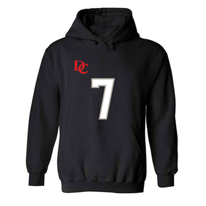 Davidson - NCAA Football : Jim Franklin - Black Replica Shersey Hooded Sweatshirt-0