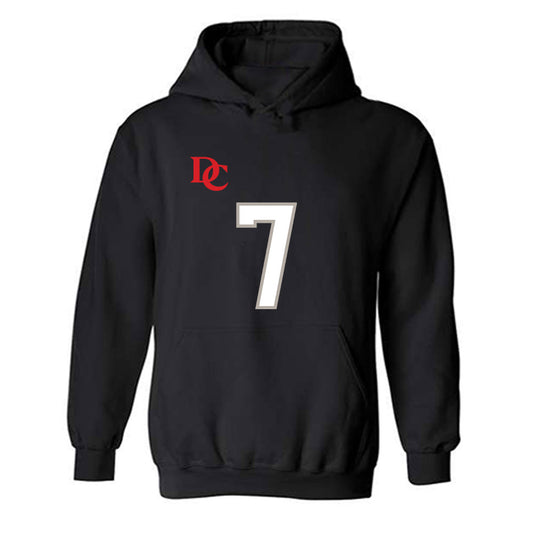 Davidson - NCAA Football : Jim Franklin - Black Replica Shersey Hooded Sweatshirt-0