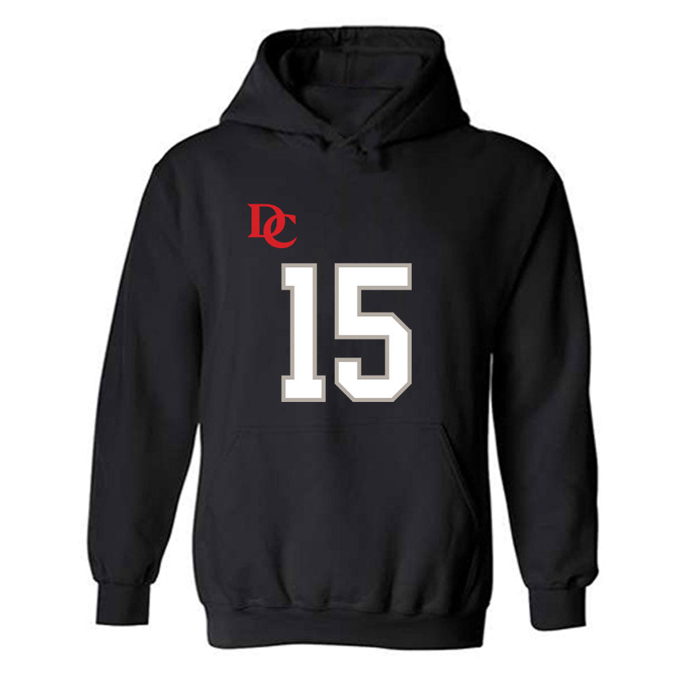Davidson - NCAA Football : Justin Caudle - Black Replica Shersey Hooded Sweatshirt-0