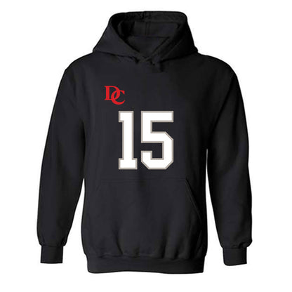 Davidson - NCAA Football : Justin Caudle - Black Replica Shersey Hooded Sweatshirt-0