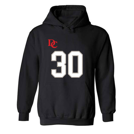 Davidson - NCAA Football : Julian Hughes - Black Replica Shersey Hooded Sweatshirt-0