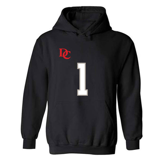 Davidson - NCAA Football : Christian Lyons - Black Replica Shersey Hooded Sweatshirt-0