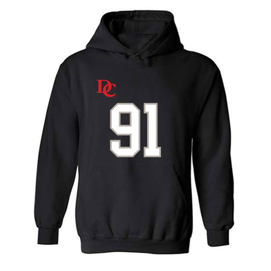 Davidson - NCAA Football : Will Volk - Black Replica Shersey Hooded Sweatshirt-0