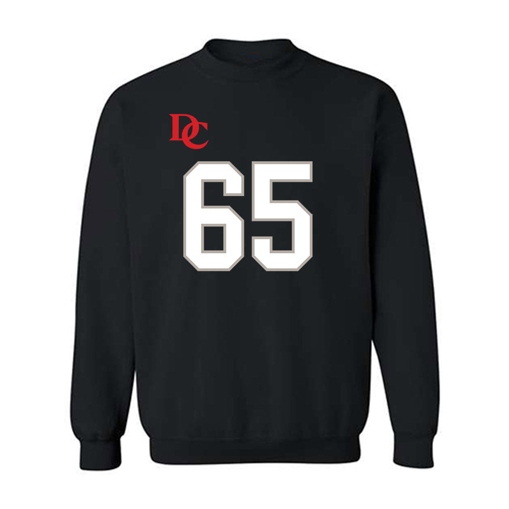 Davidson - NCAA Football : Russell Hutchens - Black Replica Shersey Crewneck Sweatshirt-0