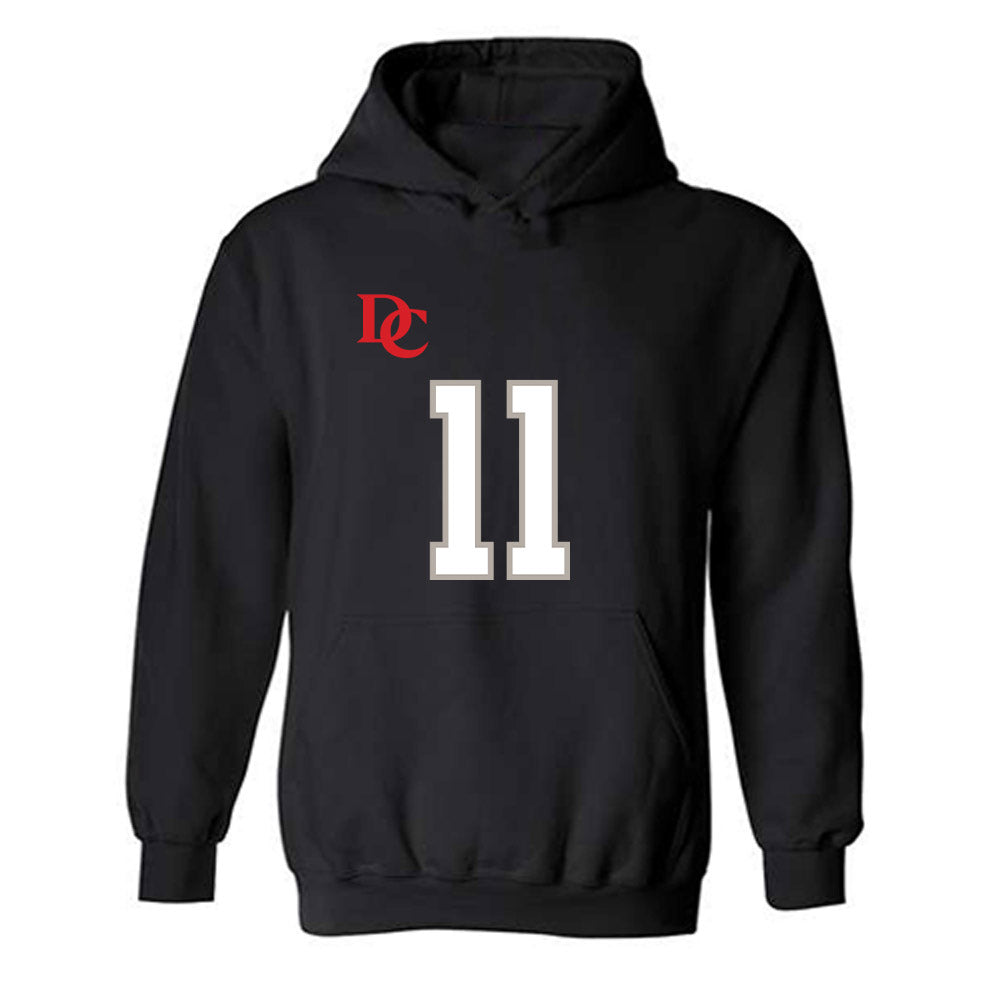 Davidson - NCAA Football : Tre Johnson - Black Replica Shersey Hooded Sweatshirt-0