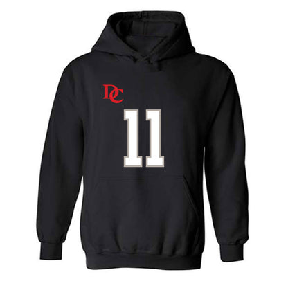 Davidson - NCAA Football : Tre Johnson - Black Replica Shersey Hooded Sweatshirt-0