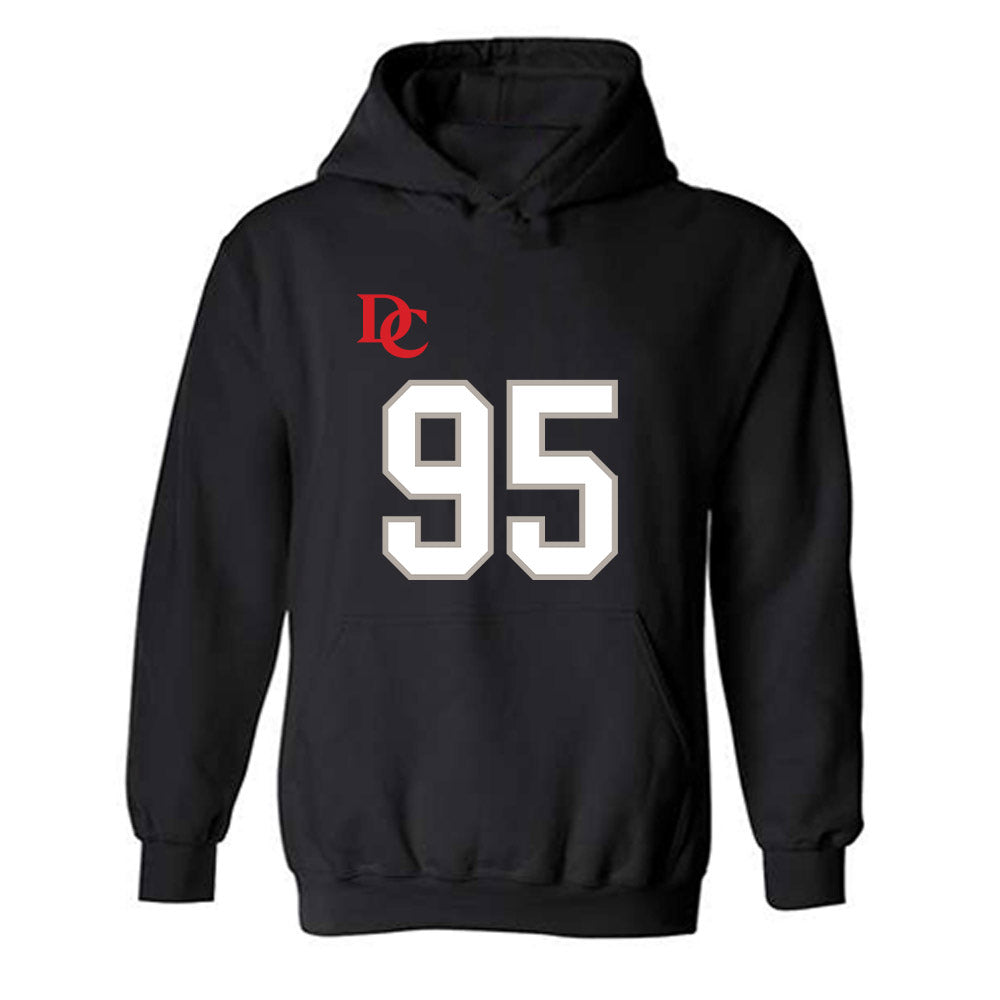 Davidson - NCAA Football : Liam McMann - Black Replica Shersey Hooded Sweatshirt-0