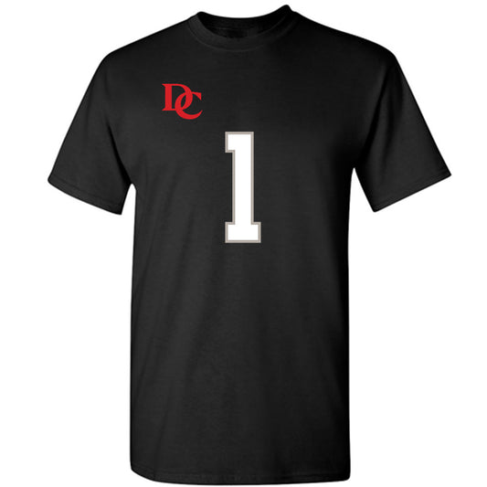 Davidson - NCAA Football : Christian Lyons - Black Replica Shersey T-Shirt-0