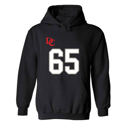 Davidson - NCAA Football : Russell Hutchens - Black Replica Shersey Hooded Sweatshirt-0
