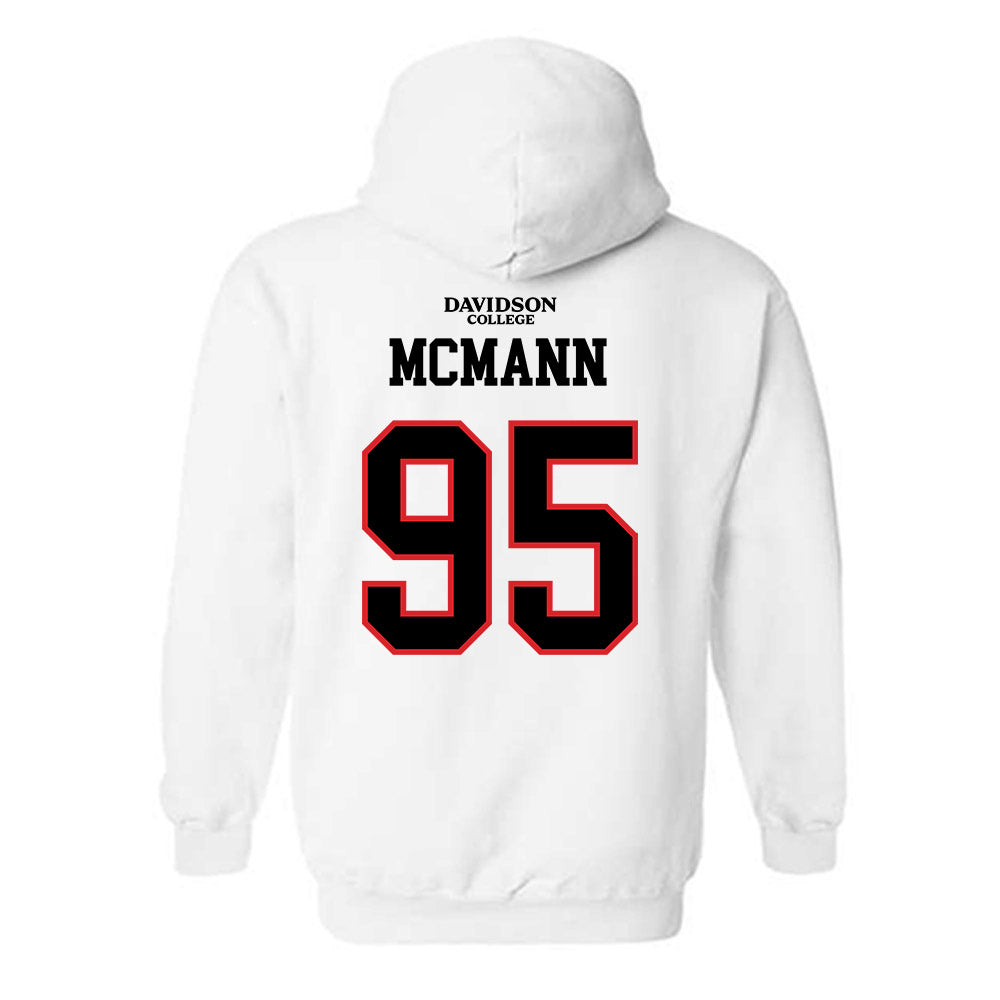 Davidson - NCAA Football : Liam McMann - White Replica Shersey Hooded Sweatshirt-1