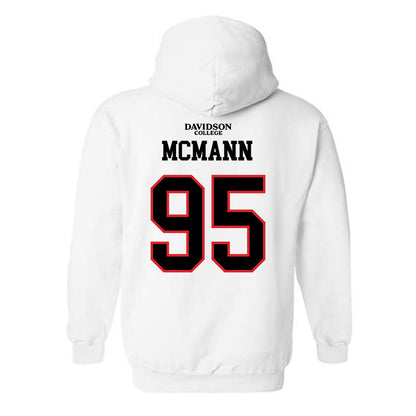 Davidson - NCAA Football : Liam McMann - White Replica Shersey Hooded Sweatshirt-1