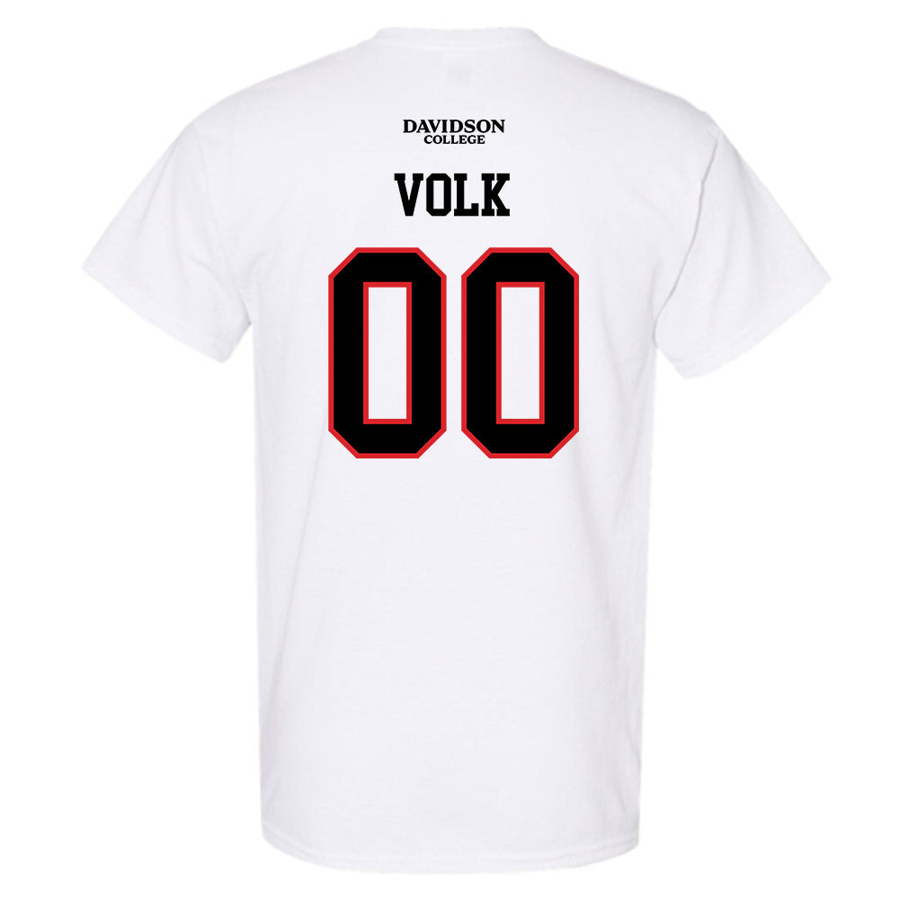 Davidson - NCAA Football : Will Volk - White Replica Shersey T-Shirt-1