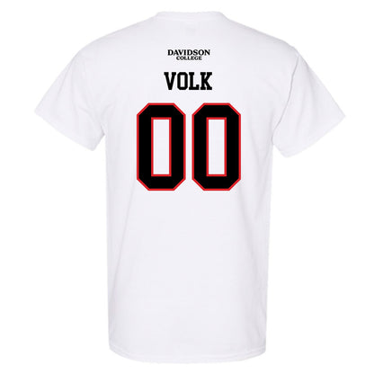 Davidson - NCAA Football : Will Volk - White Replica Shersey T-Shirt-1