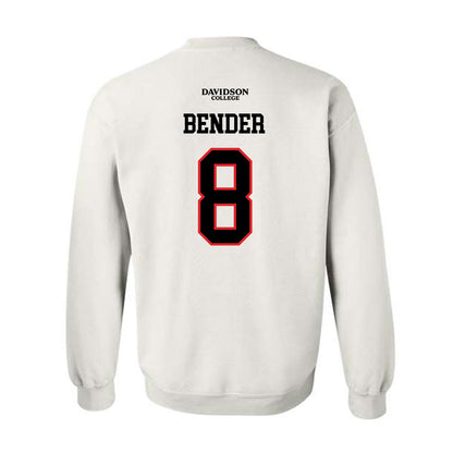 Davidson - NCAA Football : Hayden Bender - White Replica Shersey Crewneck Sweatshirt-1