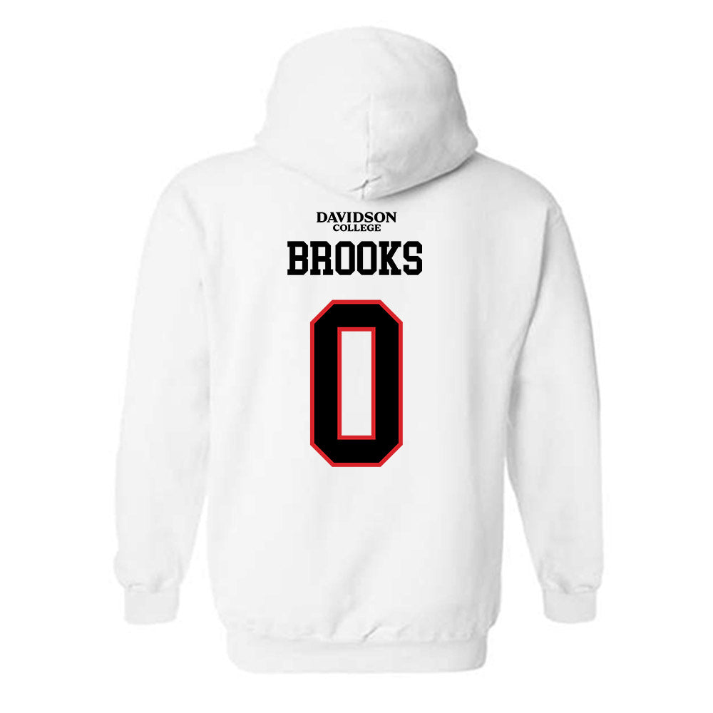 Davidson - NCAA Football : Hunter Brooks - White Replica Shersey Hooded Sweatshirt-1