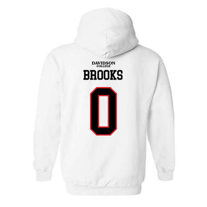 Davidson - NCAA Football : Hunter Brooks - White Replica Shersey Hooded Sweatshirt-1