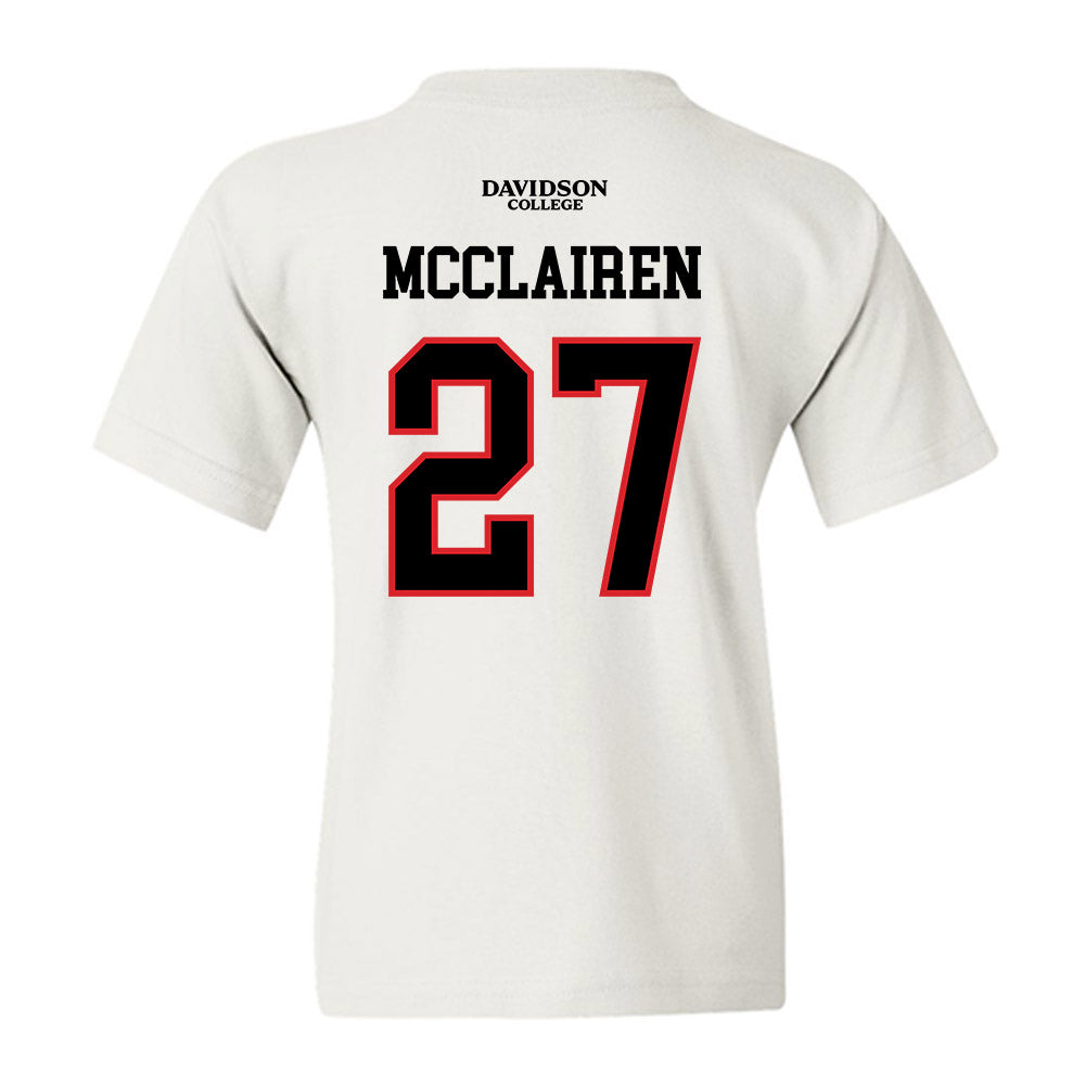 Davidson - NCAA Football : Revis McClairen - White Replica Shersey Youth T-Shirt-1