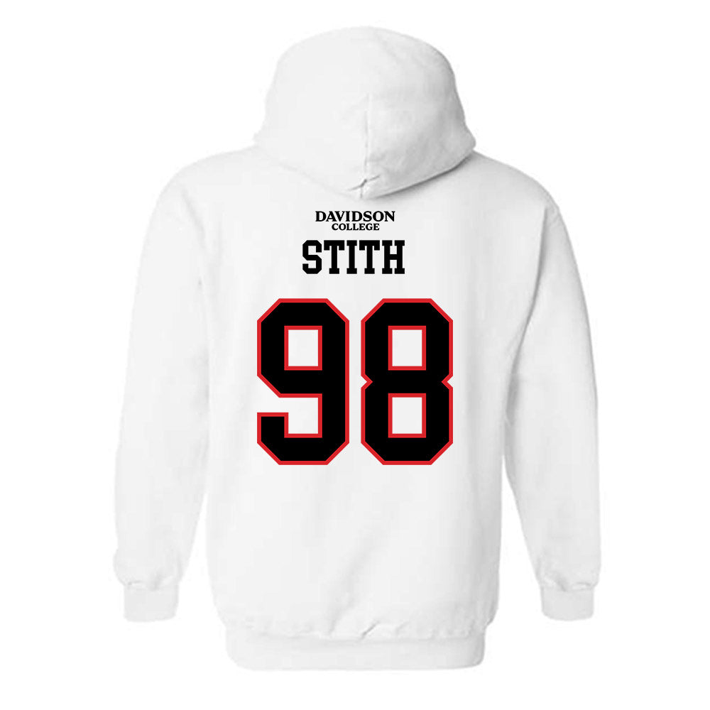 Davidson - NCAA Football : Jeramy Stith - White Replica Shersey Hooded Sweatshirt-1