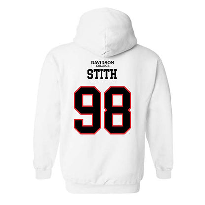 Davidson - NCAA Football : Jeramy Stith - White Replica Shersey Hooded Sweatshirt-1