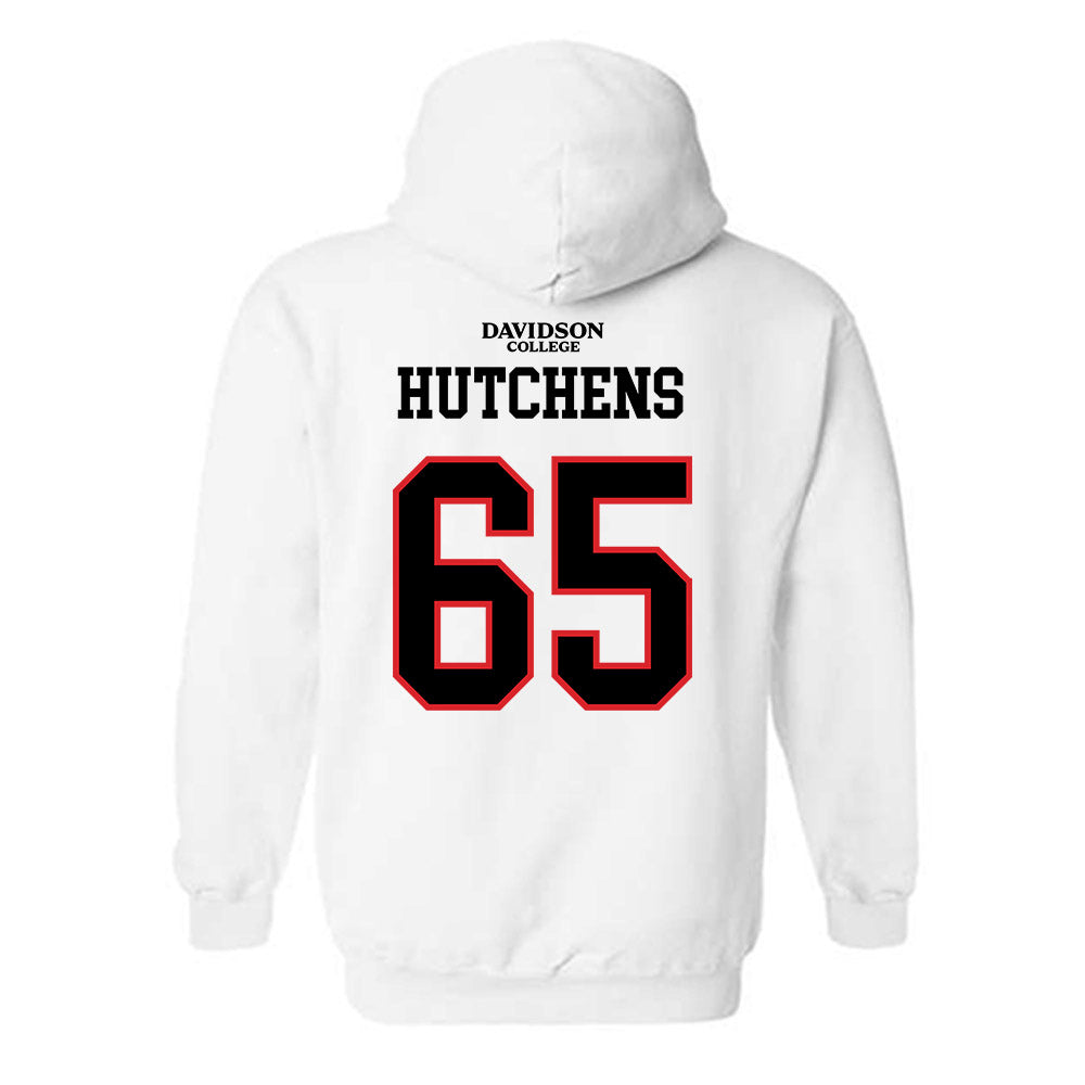 Davidson - NCAA Football : Russell Hutchens - White Replica Shersey Hooded Sweatshirt-1
