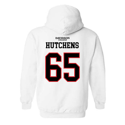 Davidson - NCAA Football : Russell Hutchens - White Replica Shersey Hooded Sweatshirt-1