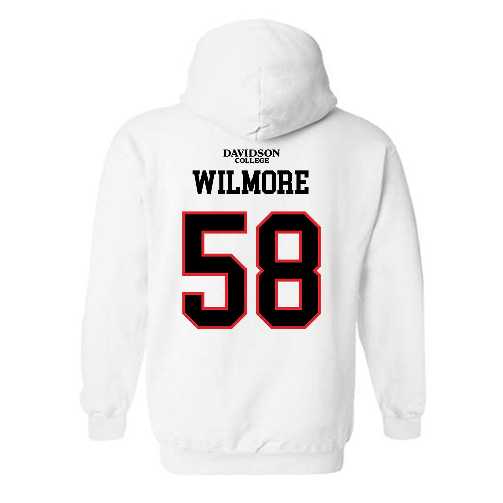 Davidson - NCAA Football : Lincoln Wilmore - White Replica Shersey Hooded Sweatshirt-1