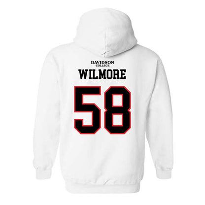 Davidson - NCAA Football : Lincoln Wilmore - White Replica Shersey Hooded Sweatshirt-1