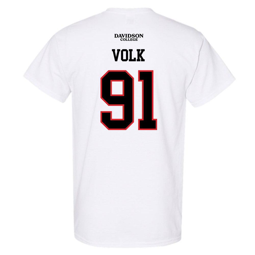 Davidson - NCAA Football : Will Volk - White Replica Shersey T-Shirt-1