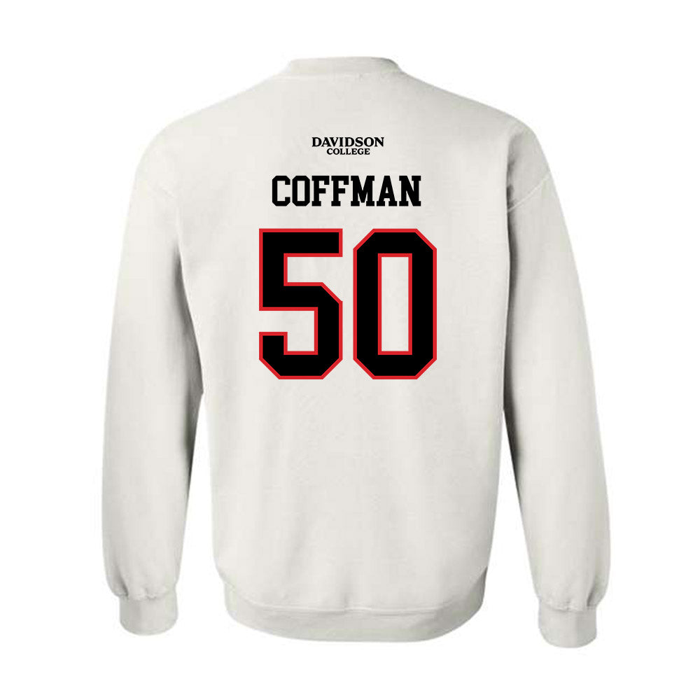 Davidson - NCAA Football : Carson Coffman - White Replica Shersey Crewneck Sweatshirt-1