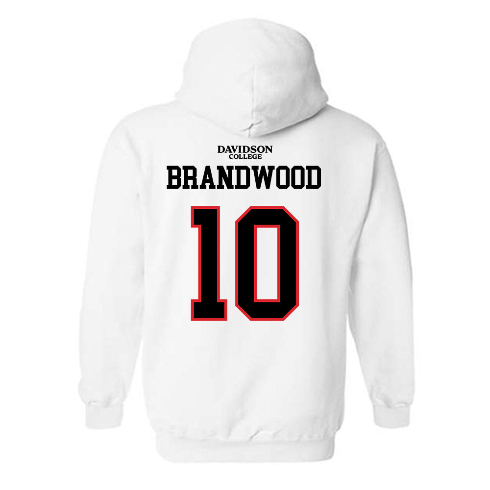 Davidson - NCAA Football : Gavin Brandwood - White Replica Shersey Hooded Sweatshirt-1