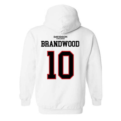 Davidson - NCAA Football : Gavin Brandwood - White Replica Shersey Hooded Sweatshirt-1