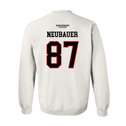 Davidson - NCAA Football : Cal Neubauer - White Replica Shersey Crewneck Sweatshirt-1