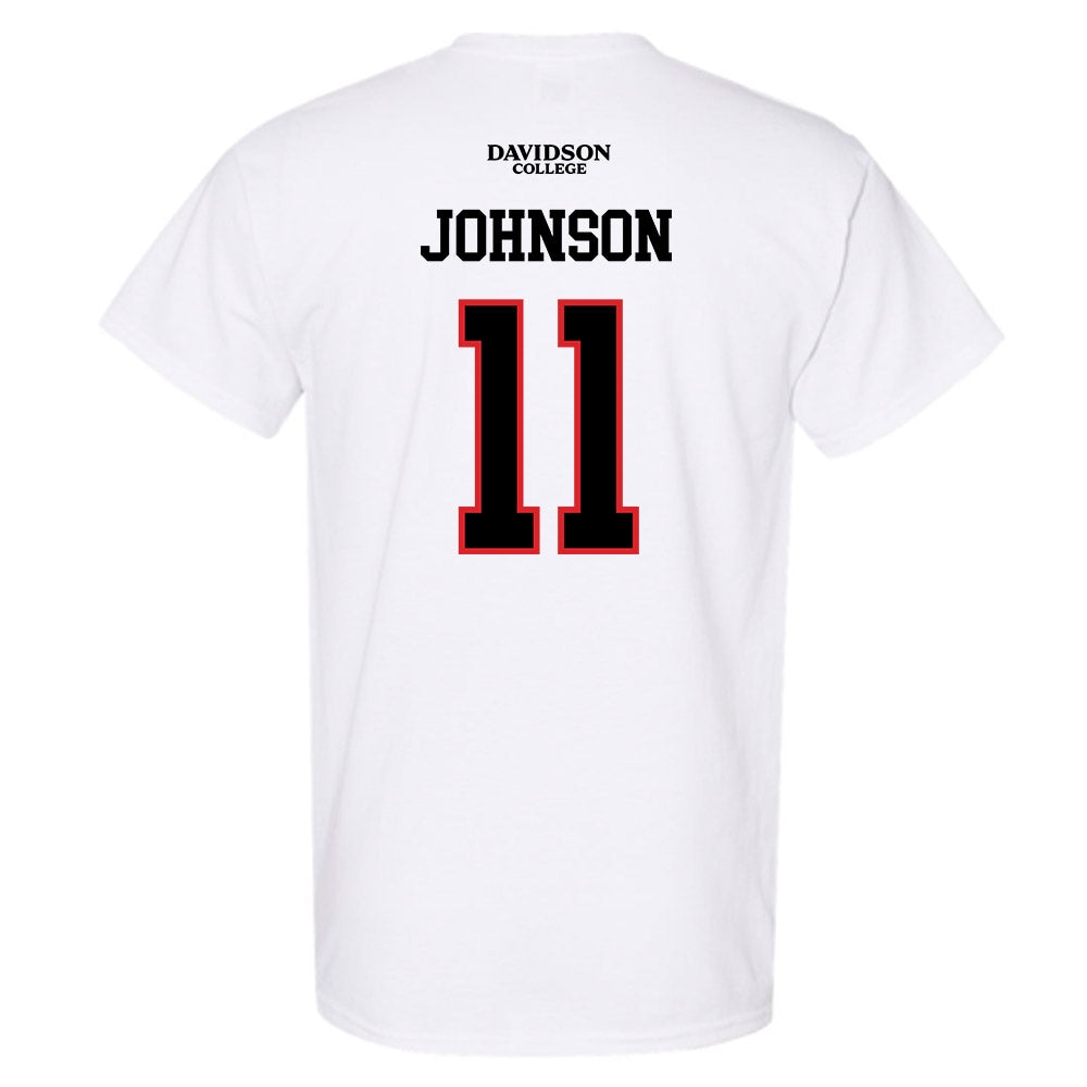 Davidson - NCAA Football : Tre Johnson - White Replica Shersey T-Shirt-1