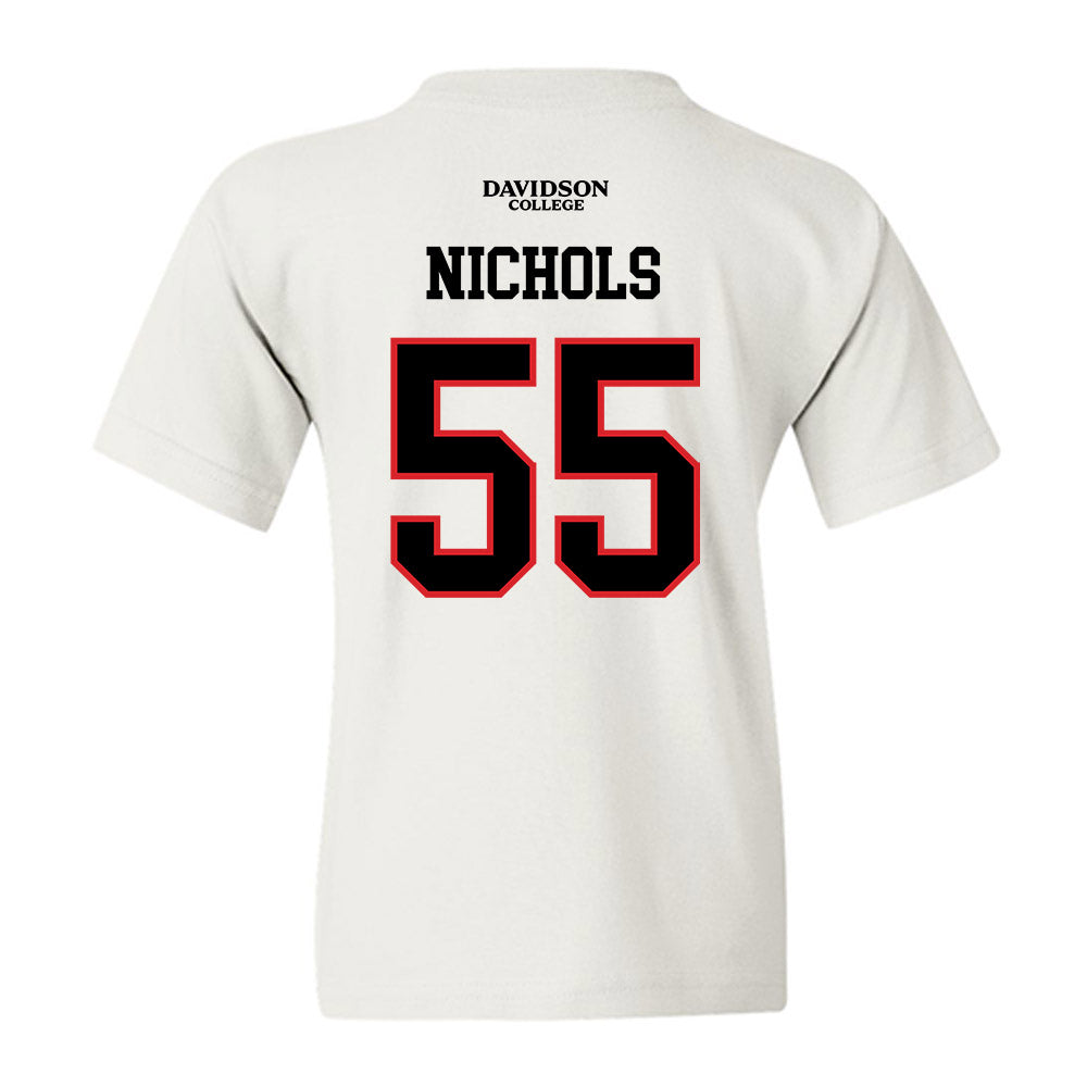 Davidson - NCAA Football : Parker Nichols - White Replica Shersey Youth T-Shirt-1