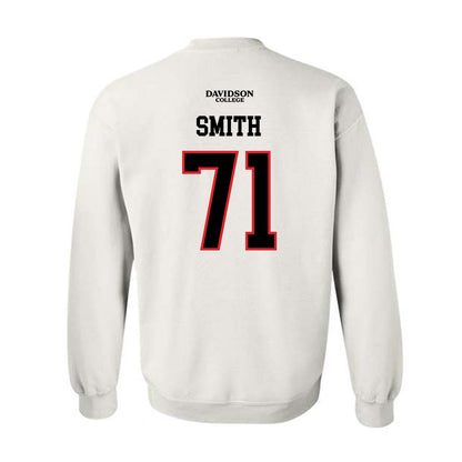 Davidson - NCAA Football : Cole Smith - White Replica Shersey Crewneck Sweatshirt-1