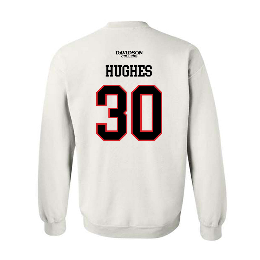 Davidson - NCAA Football : Julian Hughes - White Replica Shersey Crewneck Sweatshirt-1