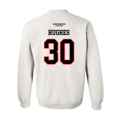 Davidson - NCAA Football : Julian Hughes - White Replica Shersey Crewneck Sweatshirt-1