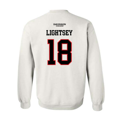 Davidson - NCAA Football : Jacary Lightsey - White Replica Shersey Crewneck Sweatshirt