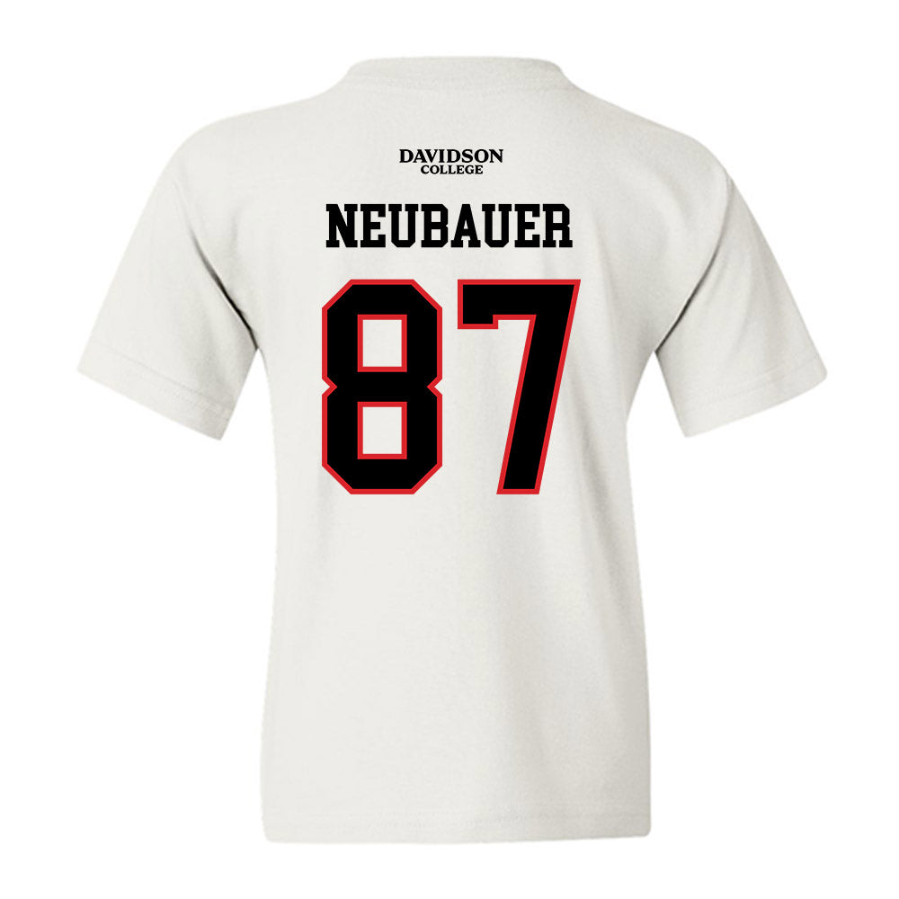 Davidson - NCAA Football : Cal Neubauer - White Replica Shersey Youth T-Shirt-1