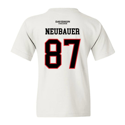 Davidson - NCAA Football : Cal Neubauer - White Replica Shersey Youth T-Shirt-1