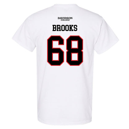 Davidson - NCAA Football : David Brooks - White Replica Shersey T-Shirt-1