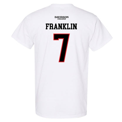 Davidson - NCAA Football : Jim Franklin - White Replica Shersey T-Shirt-1